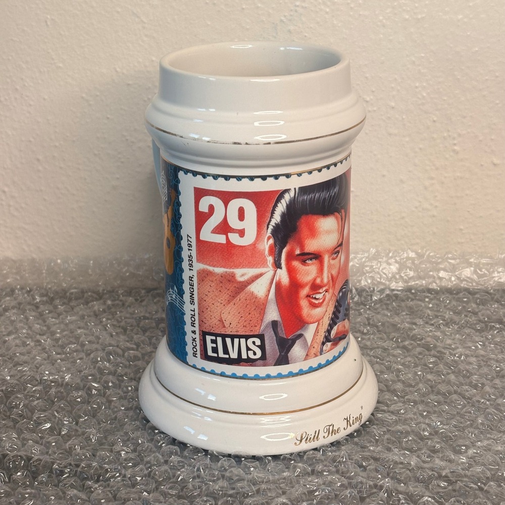 CUI Elvis Presley Commemorative Stein Unisex OS White Excellent 1992 Stamp Mug